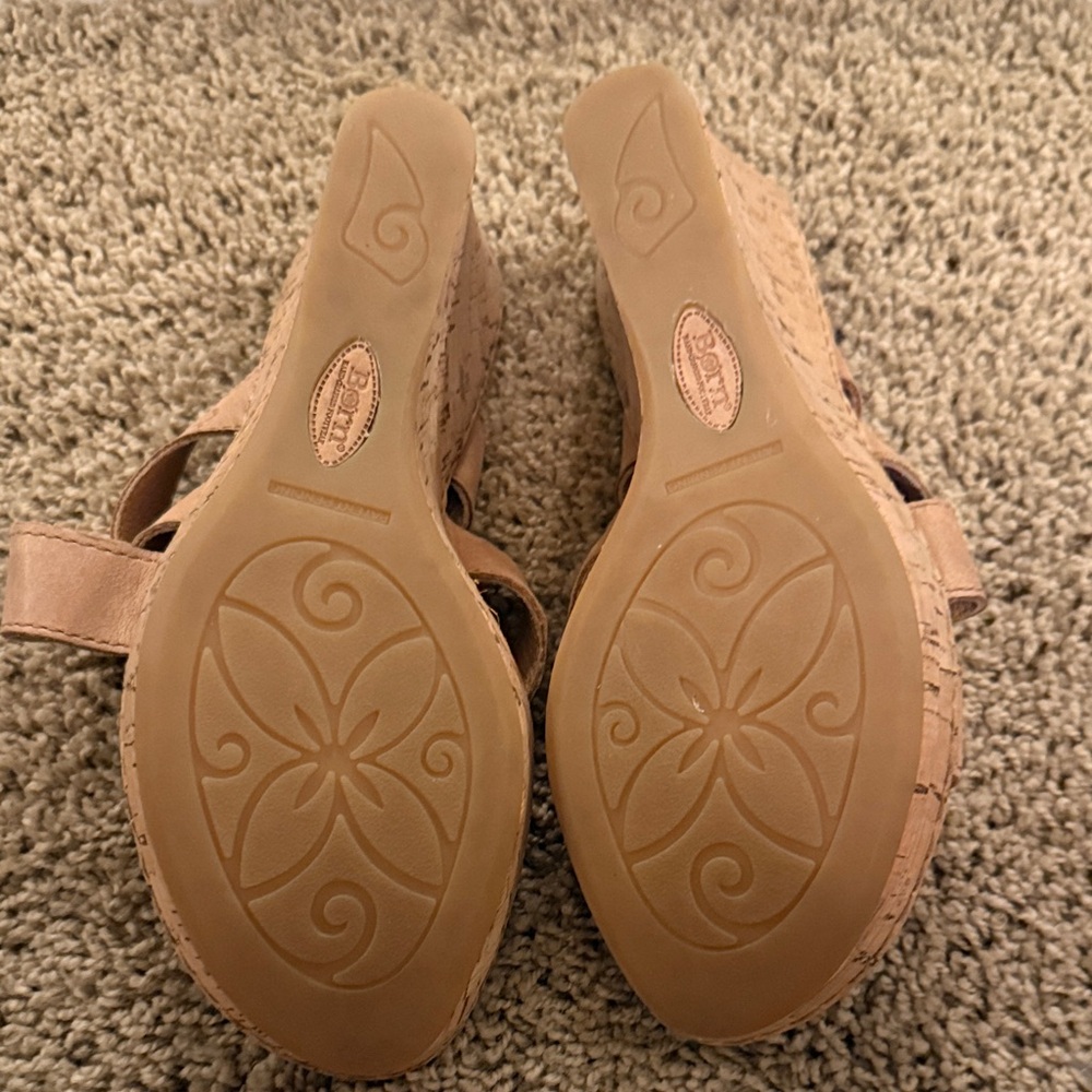 Born Tan Leather Wedge Sandals - Picture 7 of 7